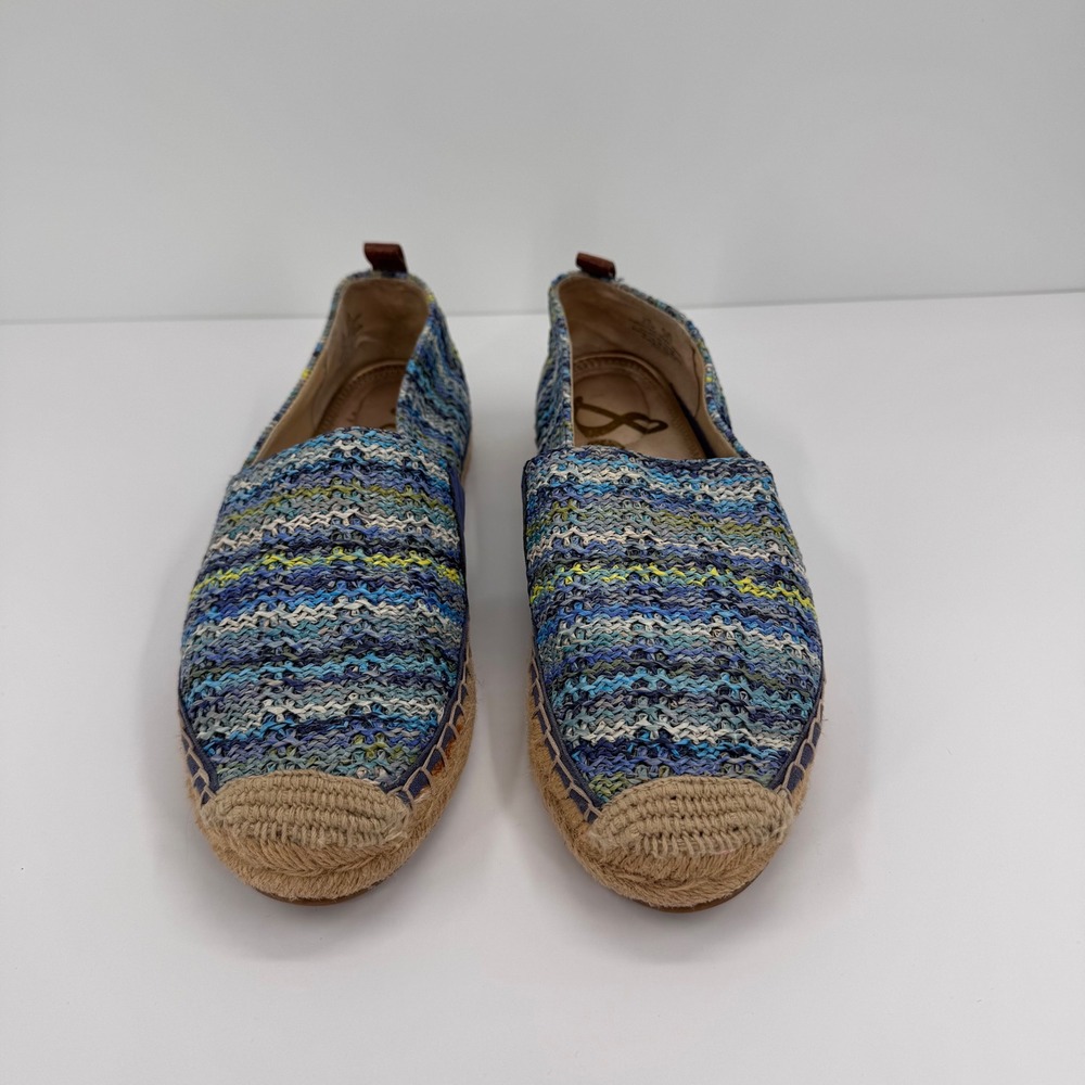 Sam Edelman Women's 9.5M Khloe Blue Multi Woven Raffia Espadrille Flats Shoes - Picture 3 of 12
